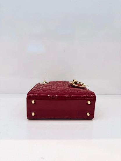 RED PATENT LEATHER MINI LADY DIOR BAG