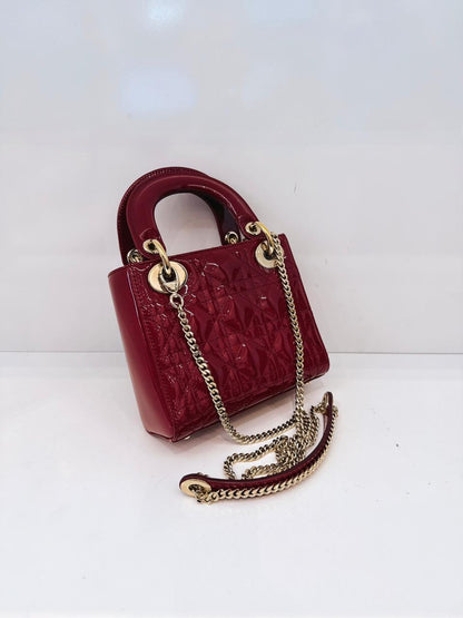 RED PATENT LEATHER MINI LADY DIOR BAG