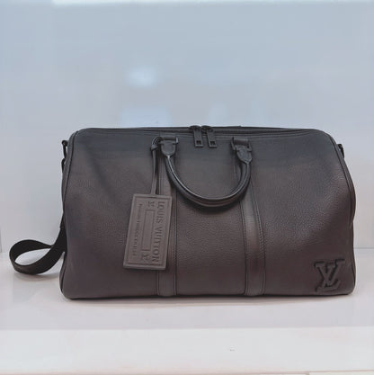 BLACK GRAINED CALFSKIN AEROHRAM KEEPALL BANDOULIERE 40