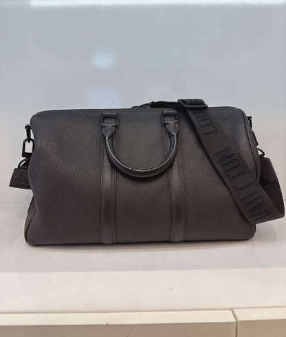 BLACK GRAINED CALFSKIN AEROHRAM KEEPALL BANDOULIERE 40
