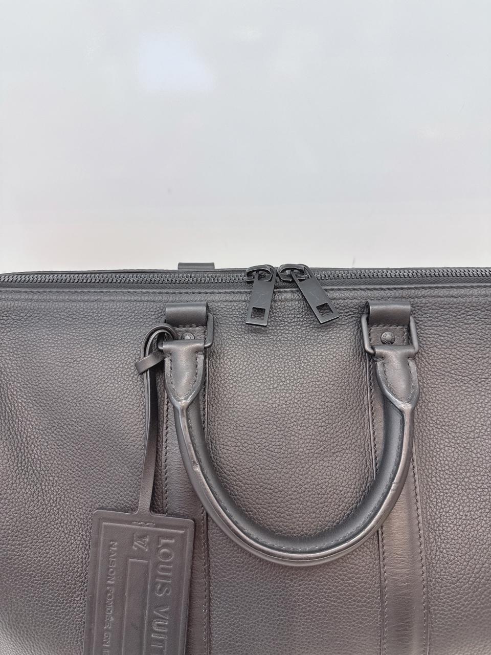 BLACK GRAINED CALFSKIN AEROHRAM KEEPALL BANDOULIERE 40