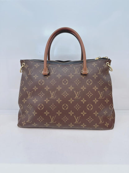 BLACK LEATHER MONOGRAM CANVAS PALLAS MM BAG