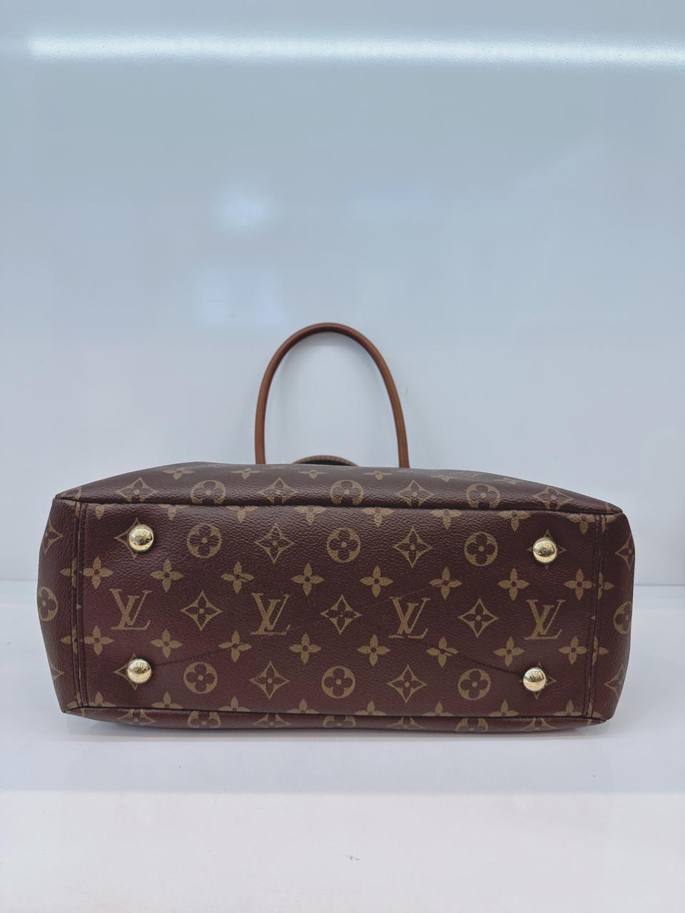 BLACK LEATHER MONOGRAM CANVAS PALLAS MM BAG