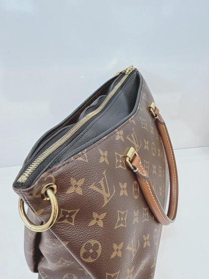 BLACK LEATHER MONOGRAM CANVAS PALLAS MM BAG