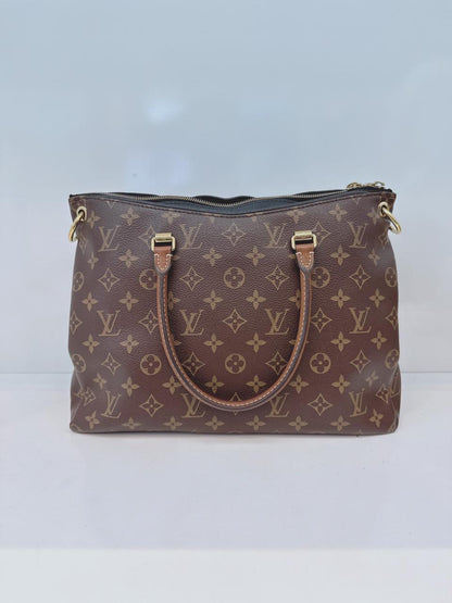 BLACK LEATHER MONOGRAM CANVAS PALLAS MM BAG