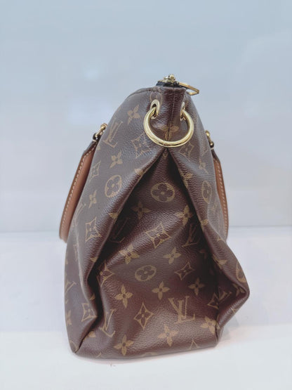 BLACK LEATHER MONOGRAM CANVAS PALLAS MM BAG
