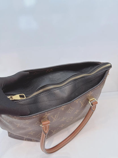 BLACK LEATHER MONOGRAM CANVAS PALLAS MM BAG