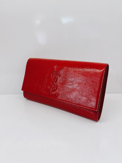RED PATENT LEATHER BELLE DE JOUR FLAP CLUTCH