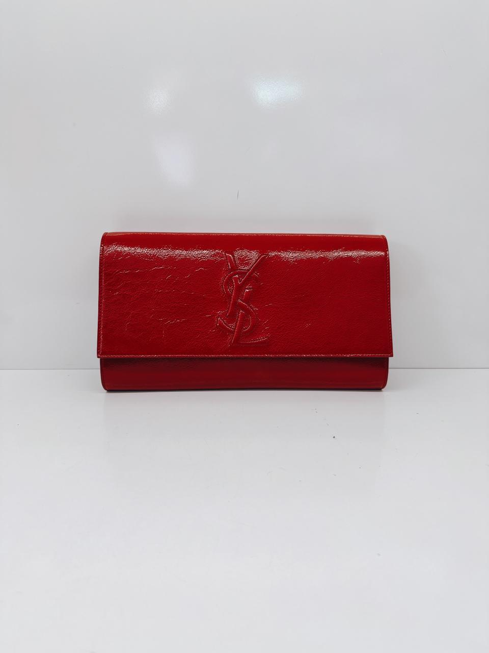 RED PATENT LEATHER BELLE DE JOUR FLAP CLUTCH
