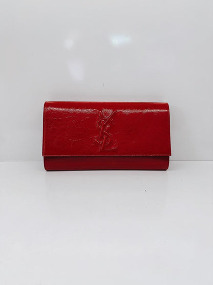 RED PATENT LEATHER BELLE DE JOUR FLAP CLUTCH