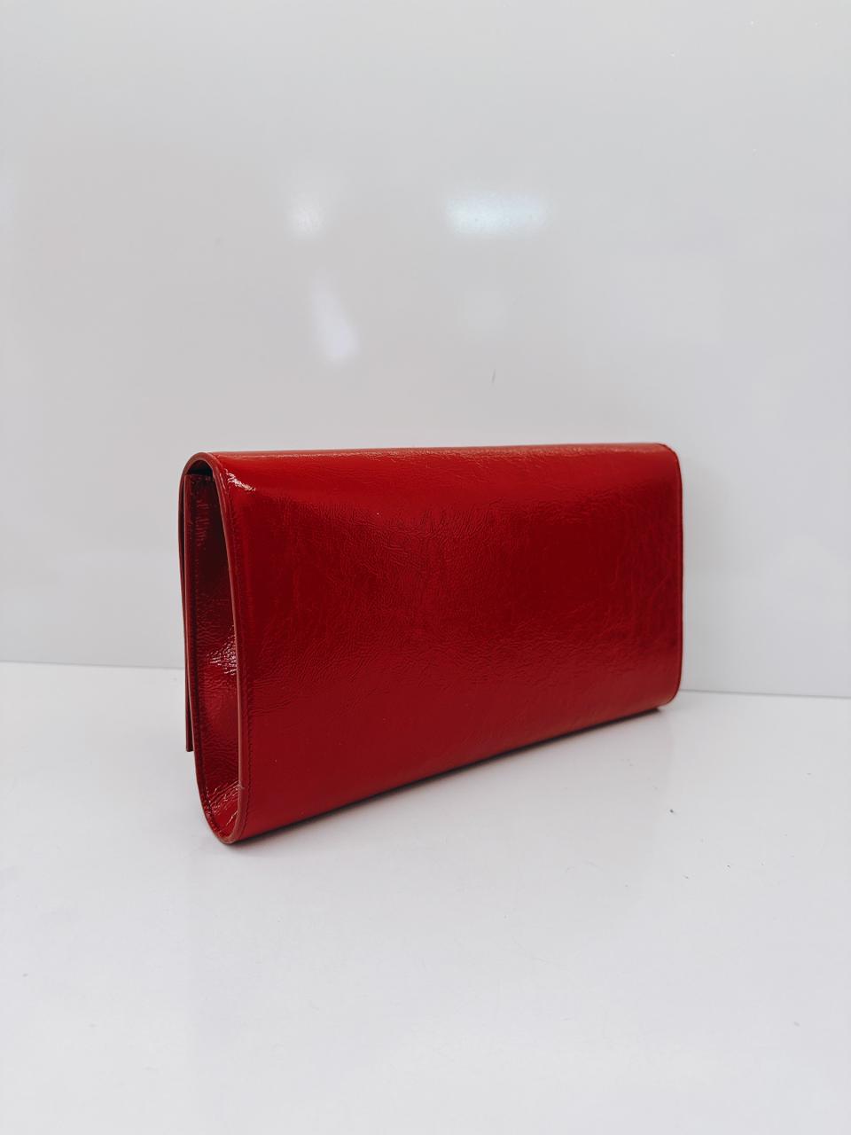 RED PATENT LEATHER BELLE DE JOUR FLAP CLUTCH