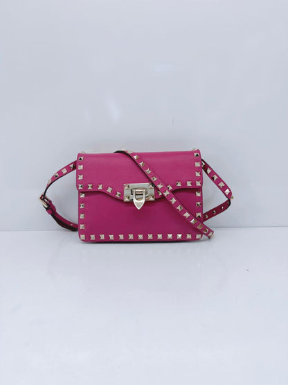 FUSCHIA PINK VITELLO ROCKSTUD MINI CROSSBODY BAG