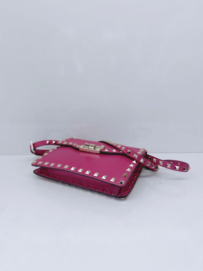 FUSCHIA PINK VITELLO ROCKSTUD MINI CROSSBODY BAG