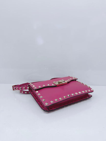 FUSCHIA PINK VITELLO ROCKSTUD MINI CROSSBODY BAG