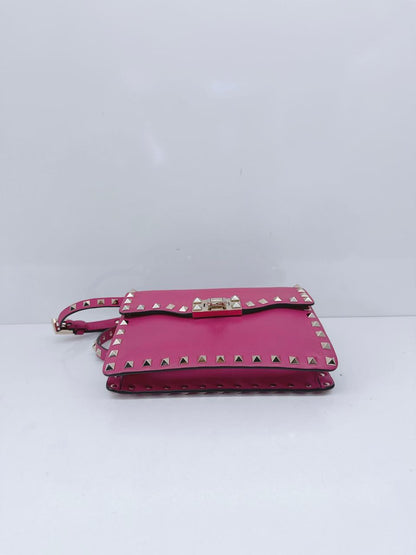 FUSCHIA PINK VITELLO ROCKSTUD MINI CROSSBODY BAG