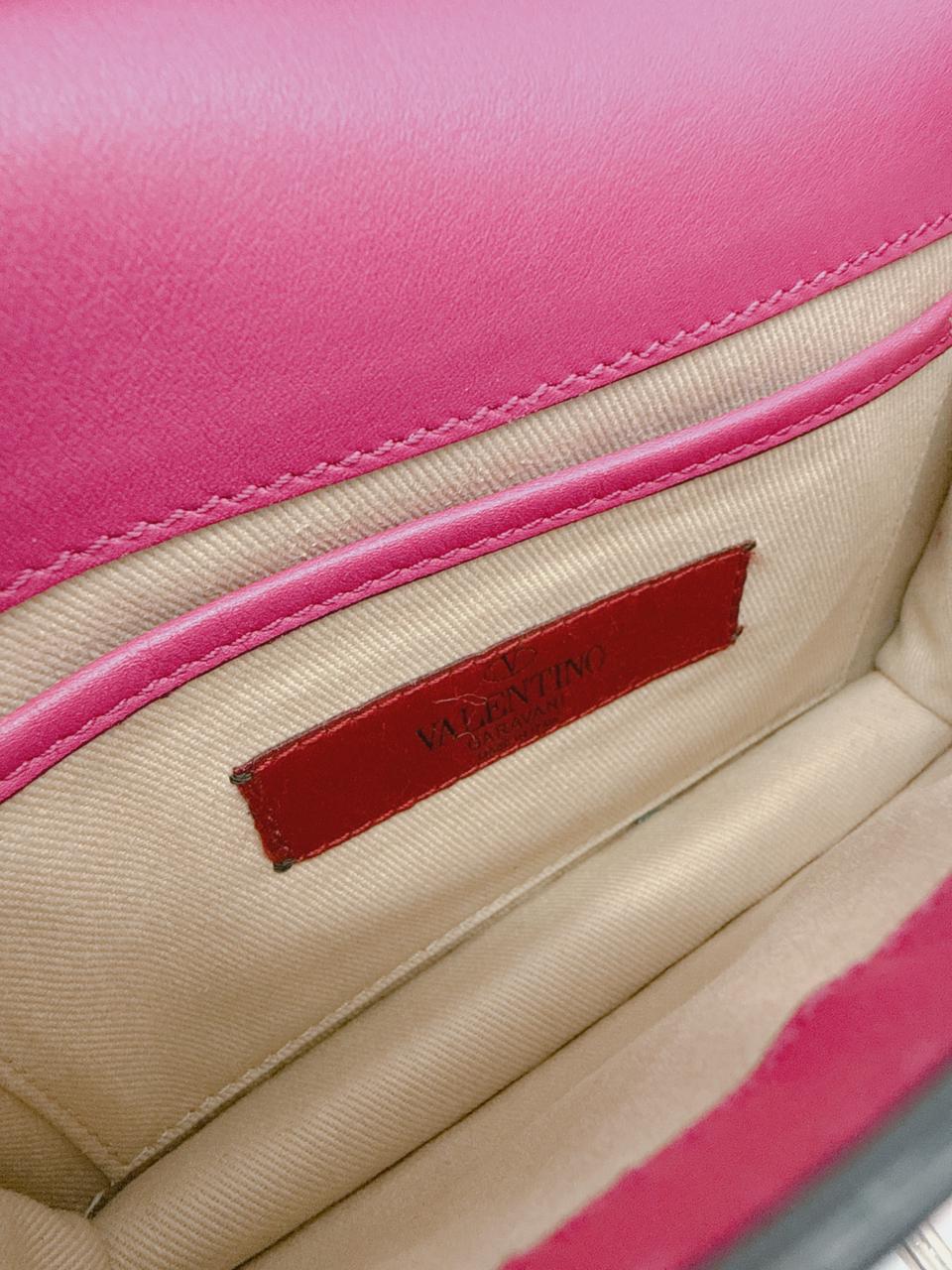 FUSCHIA PINK VITELLO ROCKSTUD MINI CROSSBODY BAG