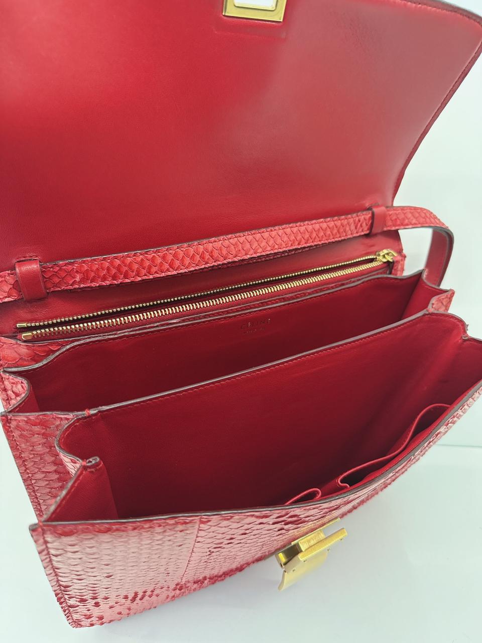 RED PYTHON LARGE CLASSIC BOX SHOULDER BAG