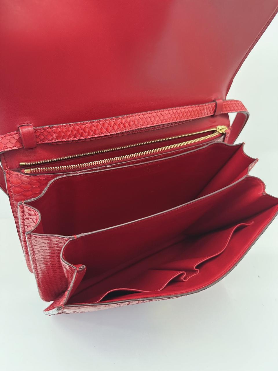 RED PYTHON LARGE CLASSIC BOX SHOULDER BAG