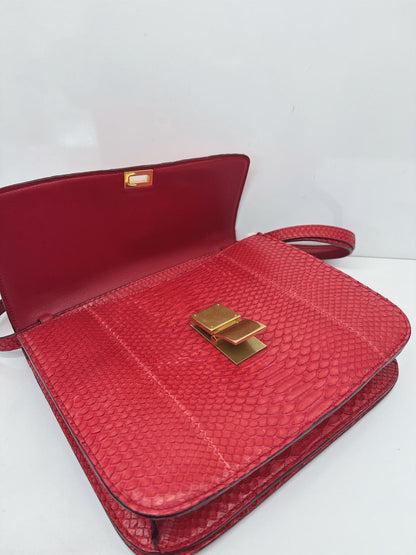 RED PYTHON LARGE CLASSIC BOX SHOULDER BAG