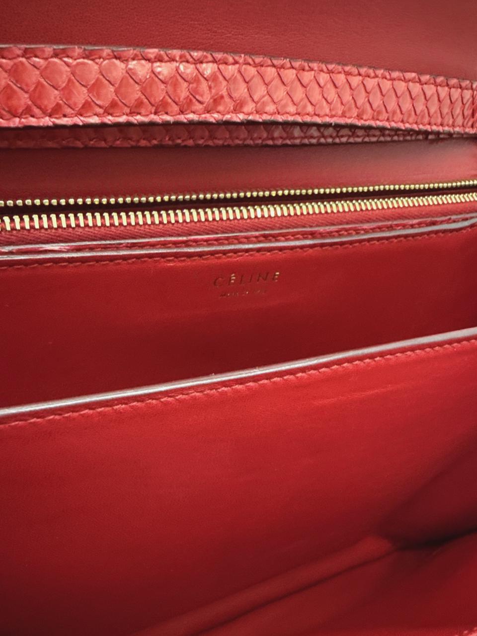 RED PYTHON LARGE CLASSIC BOX SHOULDER BAG