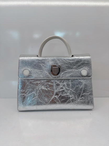 SILVER METALLIC LEATHER MEDIUM DIOREVER BAG