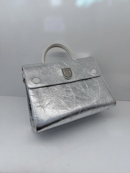 SILVER METALLIC LEATHER MEDIUM DIOREVER BAG