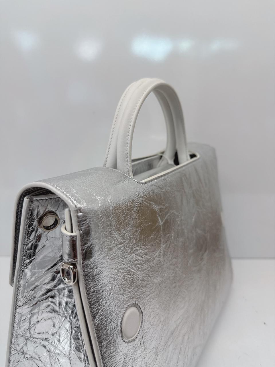 SILVER METALLIC LEATHER MEDIUM DIOREVER BAG
