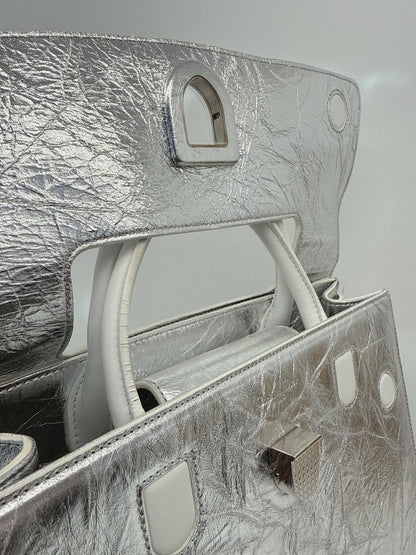SILVER METALLIC LEATHER MEDIUM DIOREVER BAG