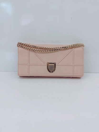 OLD ROSE LEATHER DIORAMA WALLET ON CHAIN