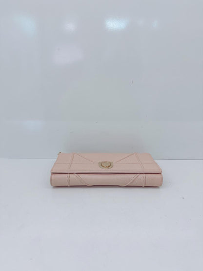 OLD ROSE LEATHER DIORAMA WALLET ON CHAIN