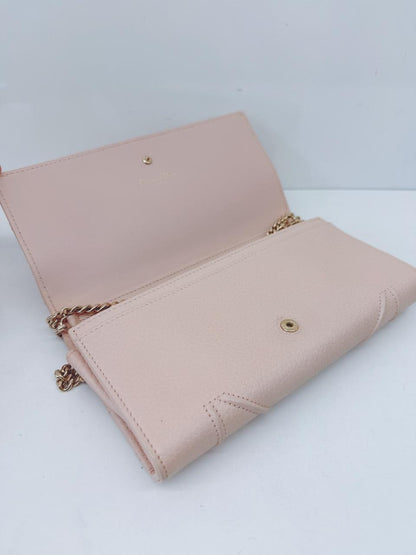 OLD ROSE LEATHER DIORAMA WALLET ON CHAIN