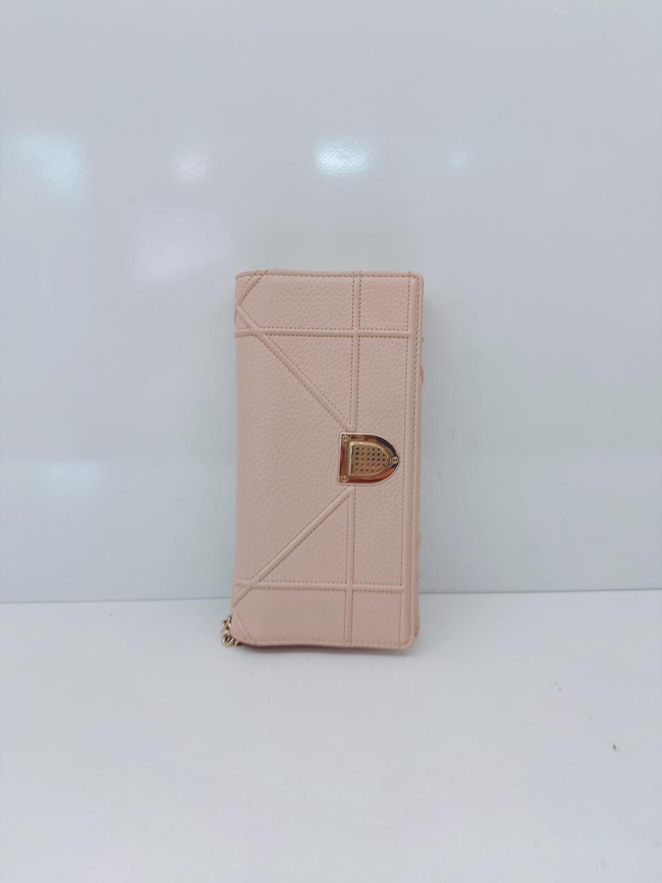 OLD ROSE LEATHER DIORAMA WALLET ON CHAIN