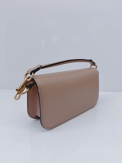 ROSE CANNELLE CALFSKIN LEATHER LOCO SMALL SHOULDER BAG WITH JEWEL LOGO