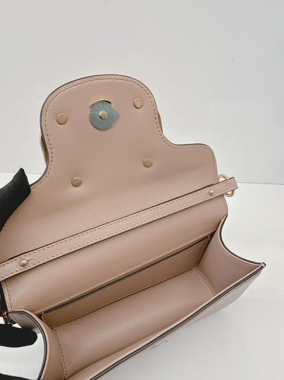 ROSE CANNELLE CALFSKIN LEATHER LOCO SMALL SHOULDER BAG WITH JEWEL LOGO