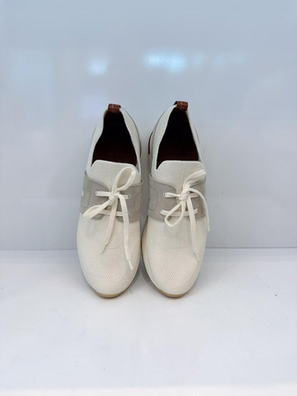 OPTICAL WHITE PEARL SUEDE LP FLEXY WALK LADY SNEAKERS 40.5
