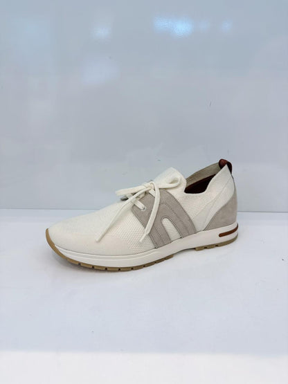 OPTICAL WHITE PEARL SUEDE LP FLEXY WALK LADY SNEAKERS 40.5