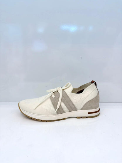 OPTICAL WHITE PEARL SUEDE LP FLEXY WALK LADY SNEAKERS 40.5