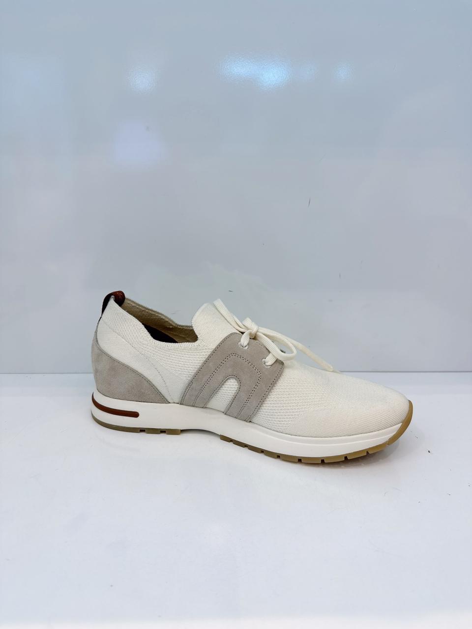 OPTICAL WHITE PEARL SUEDE LP FLEXY WALK LADY SNEAKERS 40.5