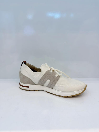 OPTICAL WHITE PEARL SUEDE LP FLEXY WALK LADY SNEAKERS 40.5