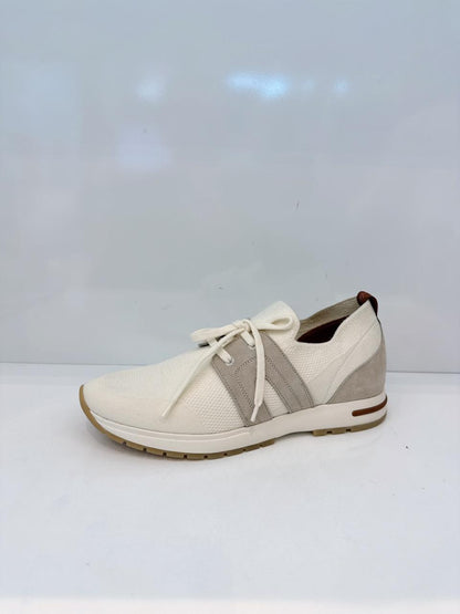 OPTICAL WHITE PEARL SUEDE LP FLEXY WALK LADY SNEAKERS 40.5