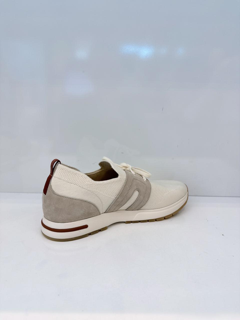 OPTICAL WHITE PEARL SUEDE LP FLEXY WALK LADY SNEAKERS 40.5