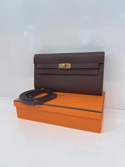 MOKA KELLY TO GO WALLET EVERCOLOR CALFSKIN LEATHER HOLD HARDWARE