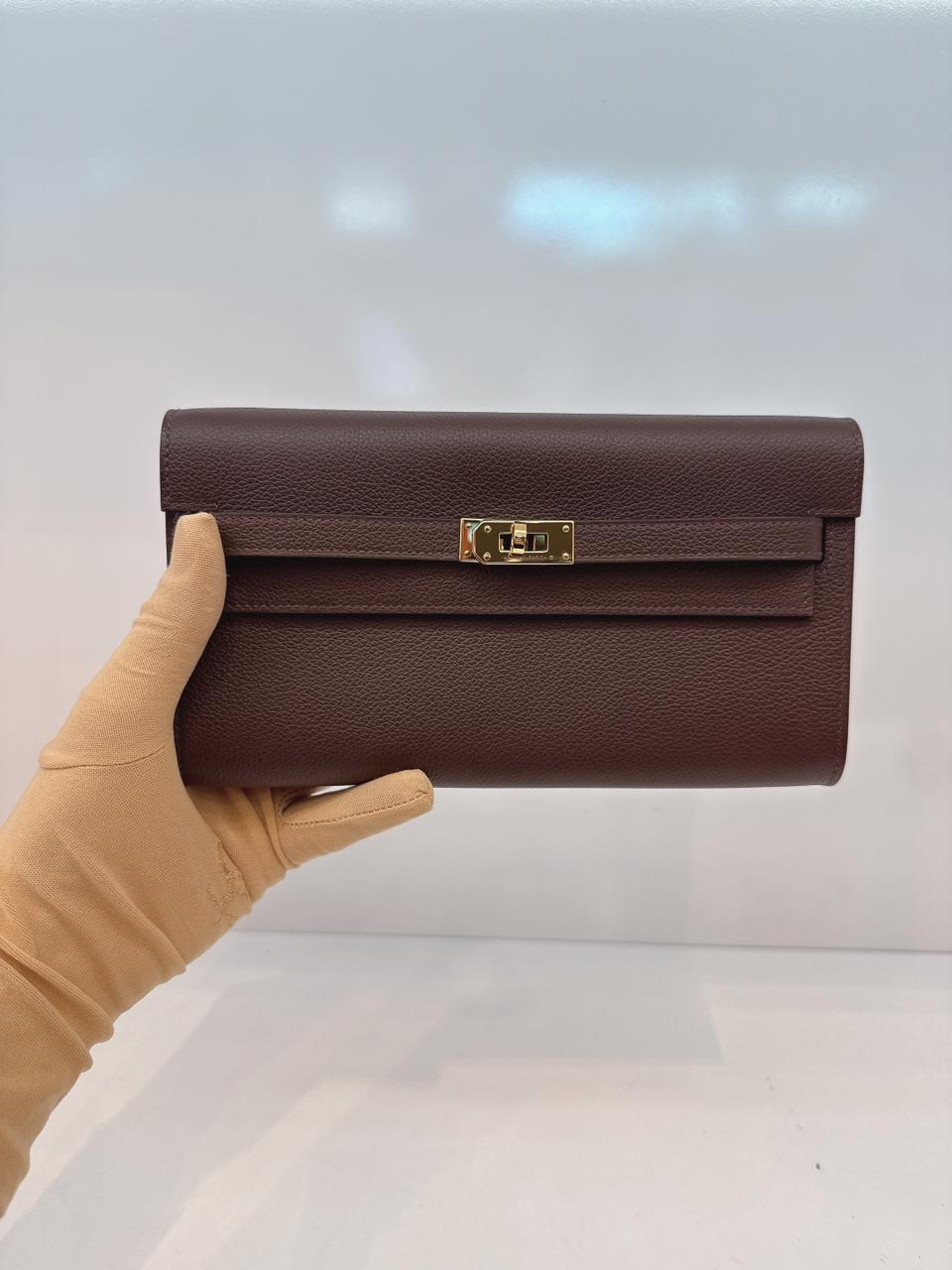 MOKA KELLY TO GO WALLET EVERCOLOR CALFSKIN LEATHER HOLD HARDWARE