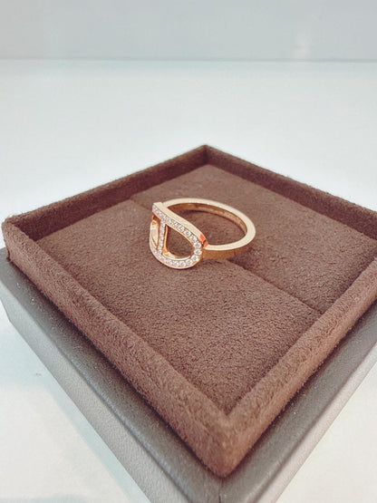 ROSE GOLD DIAMOND CHAINE D'ANCRE CONOUR RING, MEDIUM MODEL 52