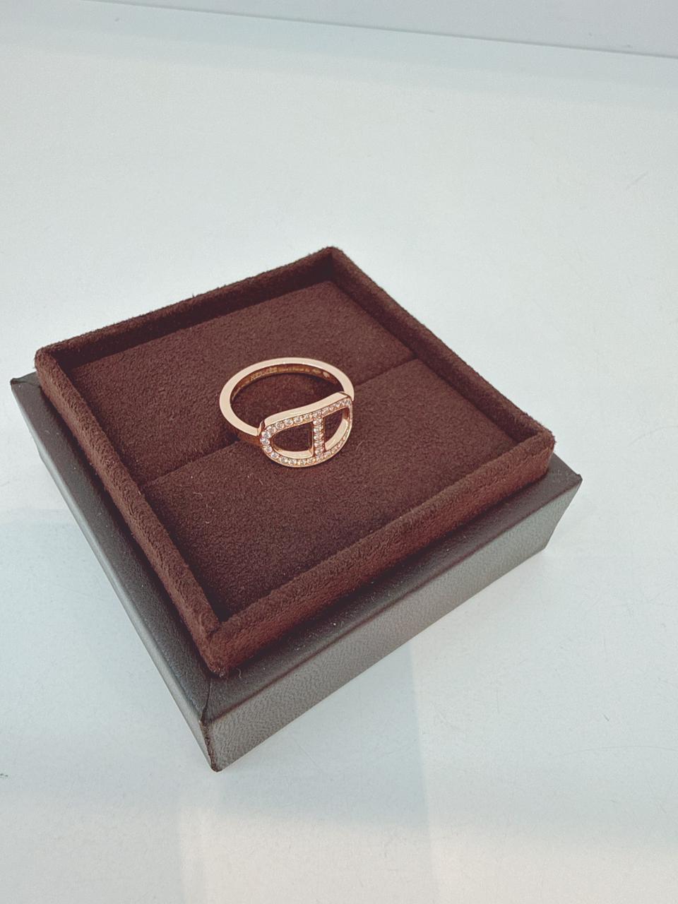 ROSE GOLD DIAMOND CHAINE D'ANCRE CONOUR RING, MEDIUM MODEL 52