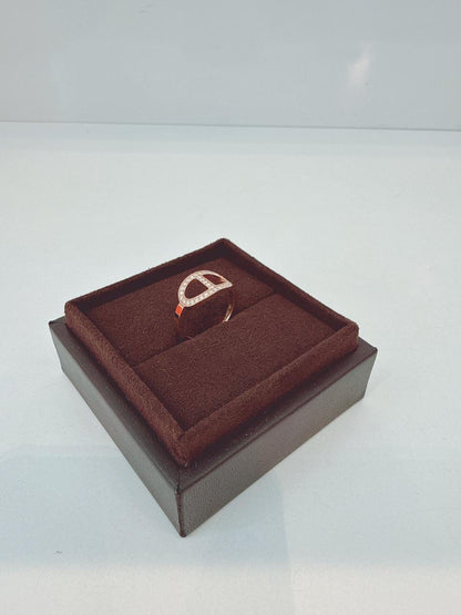 ROSE GOLD DIAMOND CHAINE D'ANCRE CONOUR RING, MEDIUM MODEL 52