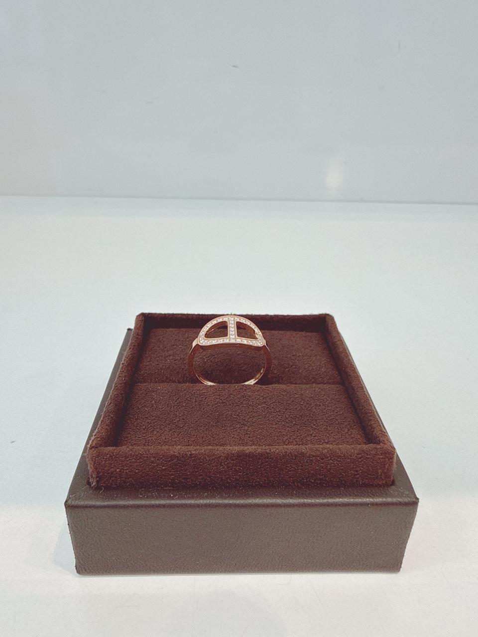 ROSE GOLD DIAMOND CHAINE D'ANCRE CONOUR RING, MEDIUM MODEL 52