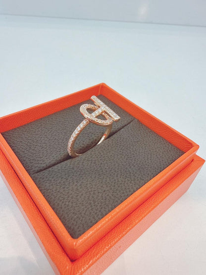 ROSE GOLD FULL DIAMONDS EXCHAPPEE HERMES RING, SMALL MODEL 54