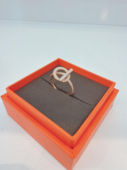 ROSE GOLD FULL DIAMONDS EXCHAPPEE HERMES RING, SMALL MODEL 54