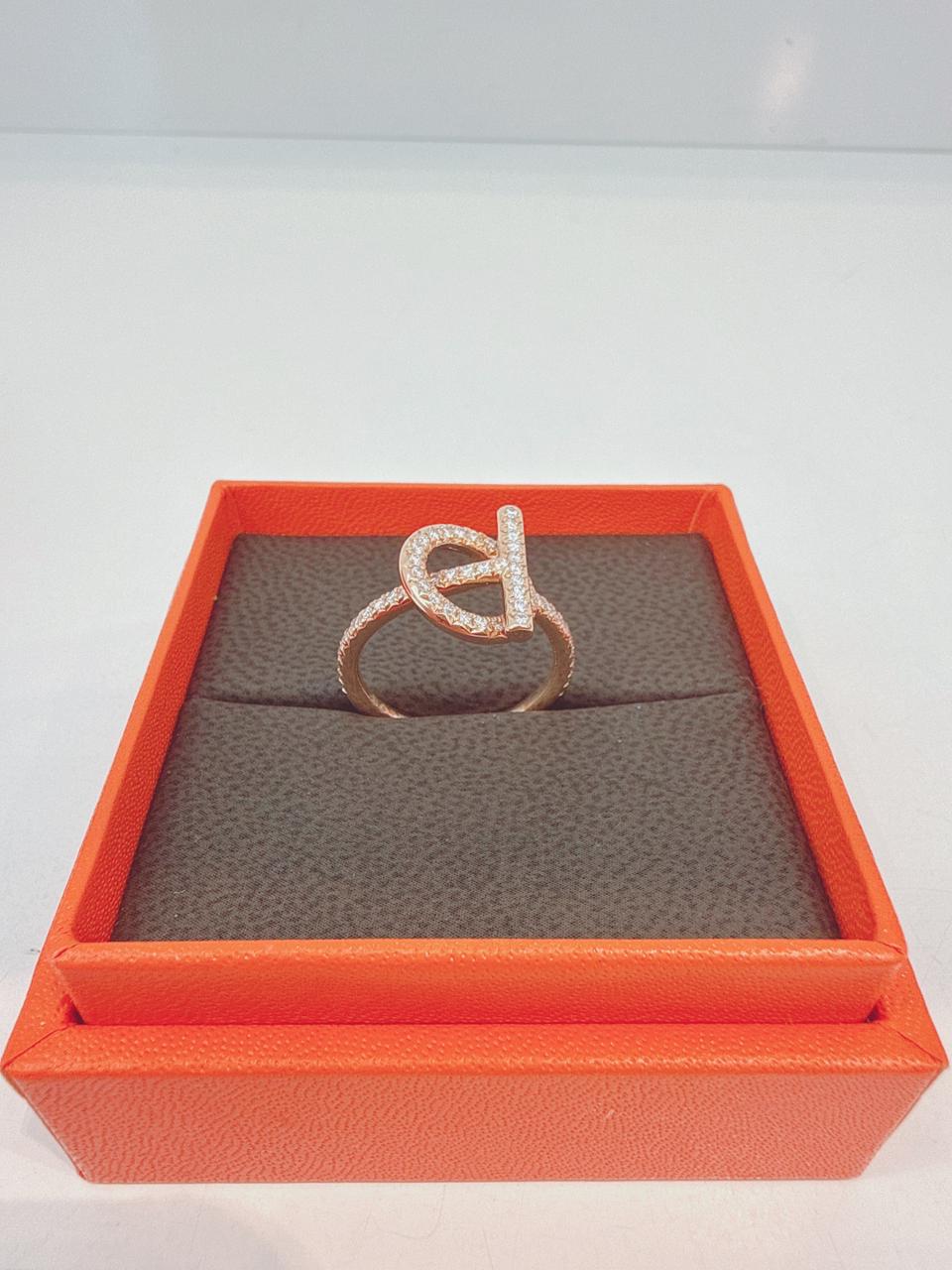 ROSE GOLD FULL DIAMONDS EXCHAPPEE HERMES RING, SMALL MODEL 54